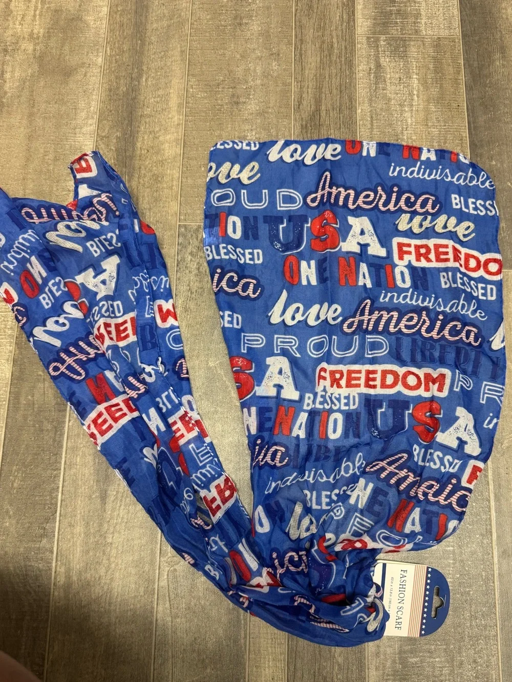 Patriotic USA Freedom America Blue Graphic Print Scarf 4th of July Fashion